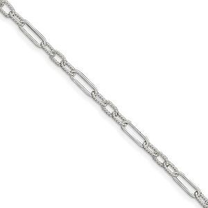 Sterling Silver 4mm, Open Fancy Link Anklet, 10 Inch